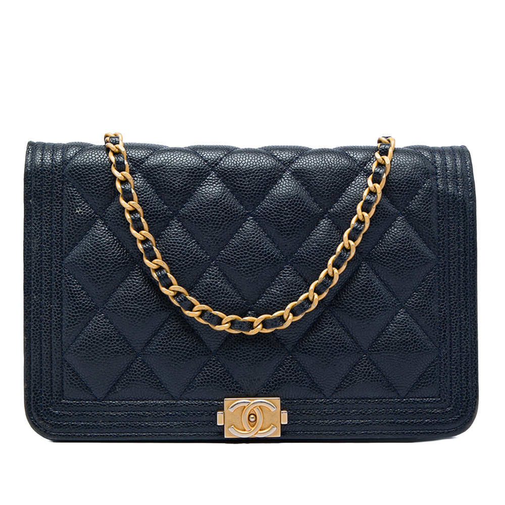 Pre-Loved Chanel Quilted Caviar Boy Wallet on Chain